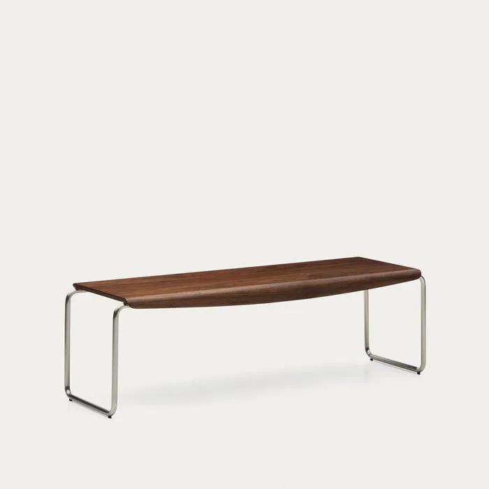 TARSEL 타셀 월넛 베니어 브러시드 스테인리스 스틸 벤치 140cm