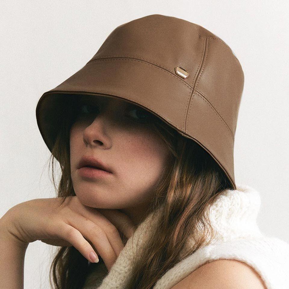 [어클렛] 와이드 브림 가죽 버켓 벙거지 햇 H015_BROWN