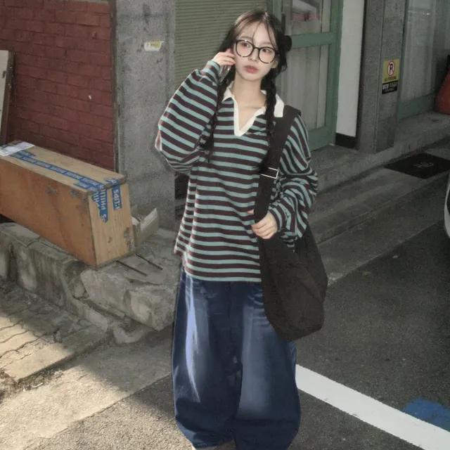 [도톰] forest stripe over-fit t