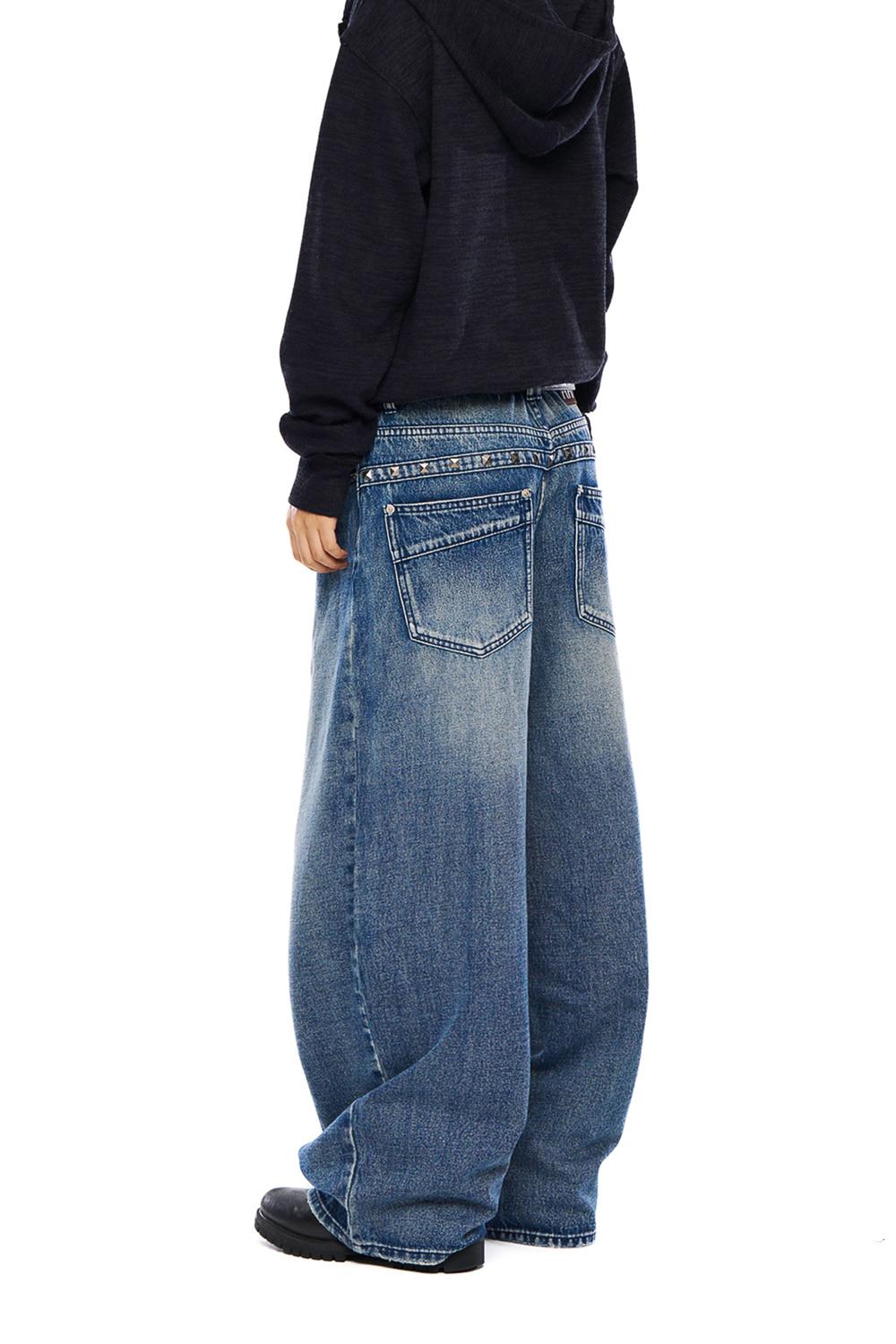 Back Studded Denim Pants (Blue)