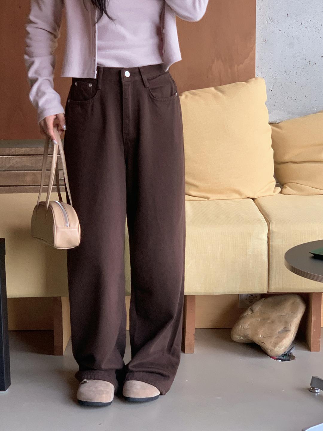 유리에 MD추천/주문폭주🎉 샌디 와이드 코튼 pants - 4color (가을데님/겨울데님/도톰/와이드팬츠/코튼/데일리/꾸안꾸)