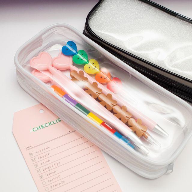 PVC 투명 베이직 필통 파우치(2color)