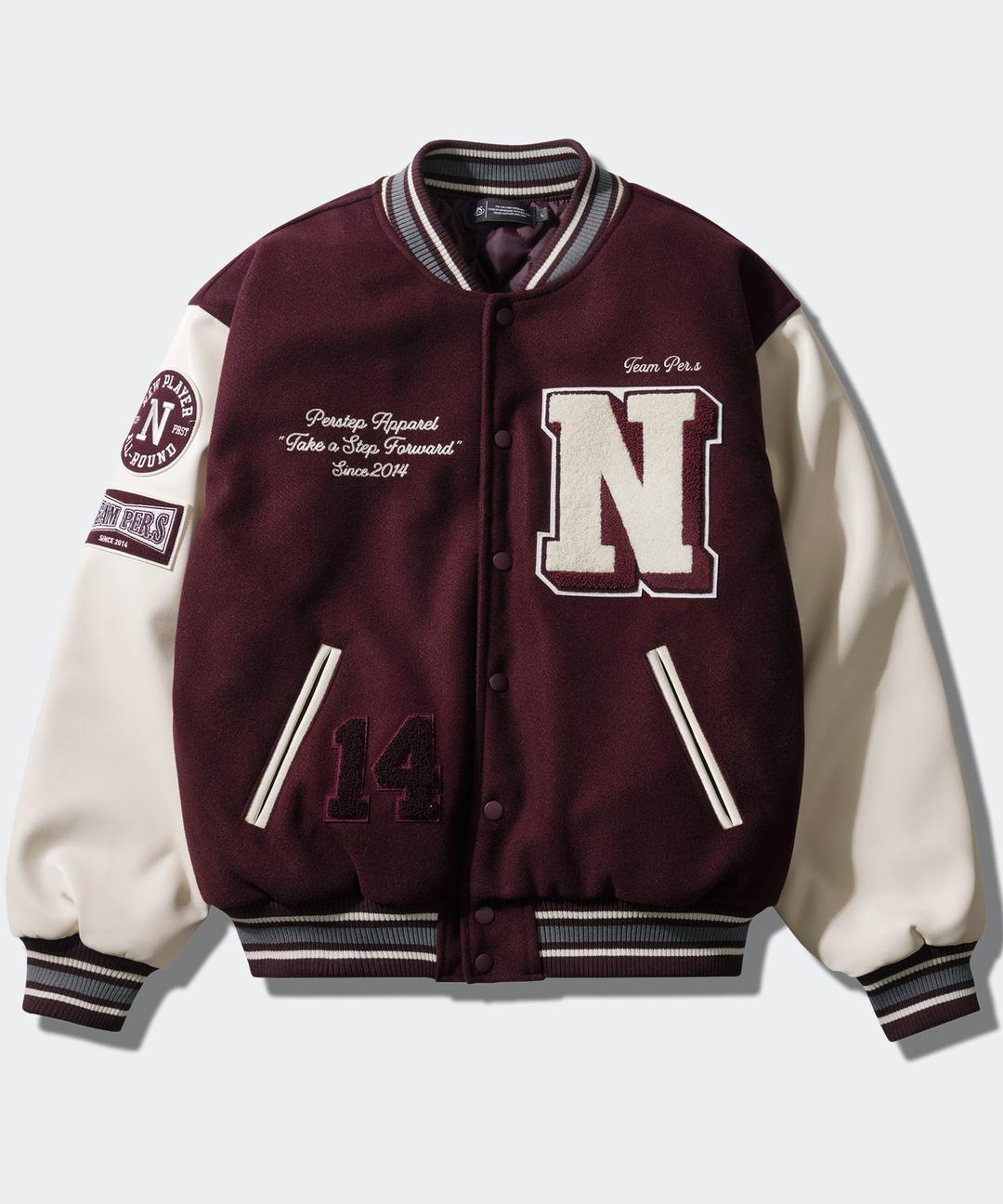 리메인 바시티 자켓 버건디/크림 JUOT4536