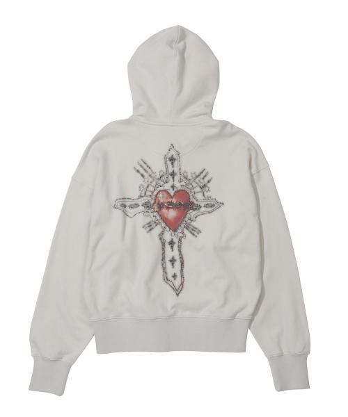 스컬프터(SCULPTOR)  Beaded Saint Hoodie Zip-Up Dirty White - 사이즈 & 후기 | 무신사