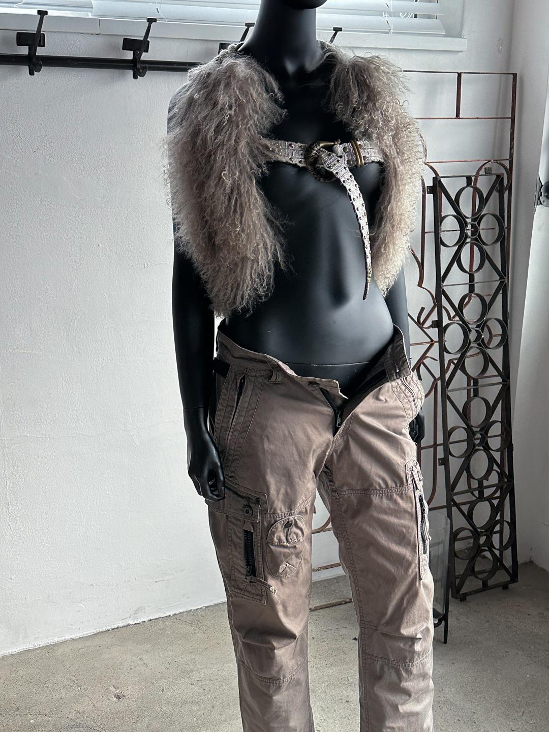Crop Fur Knit Vest 0473 W