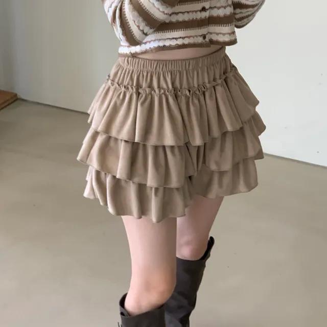 [📦 베이지 블랙 바로배송 ❤️/속바지안감]  맥시밀리 스웨이드 캉캉 치마 바지 (2 colors)