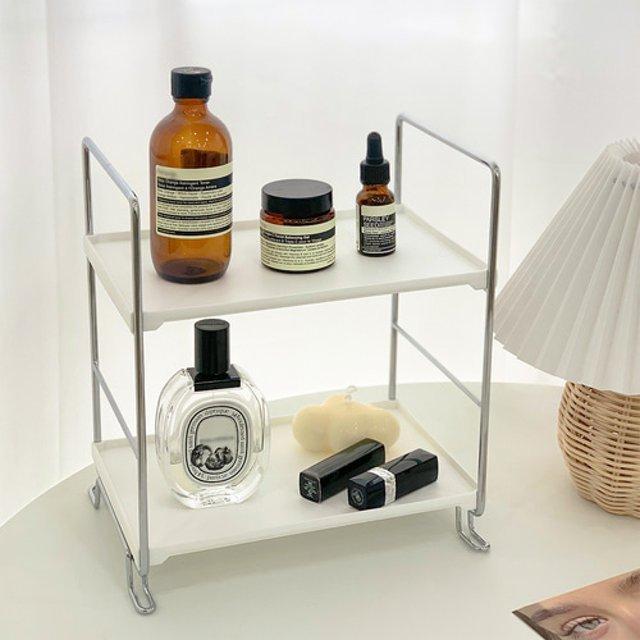 심플 미니 2단 책상 욕실 피규어 화장품 수납 선반