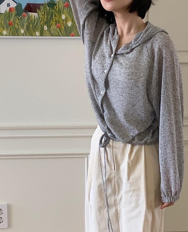 linen hood cardigan