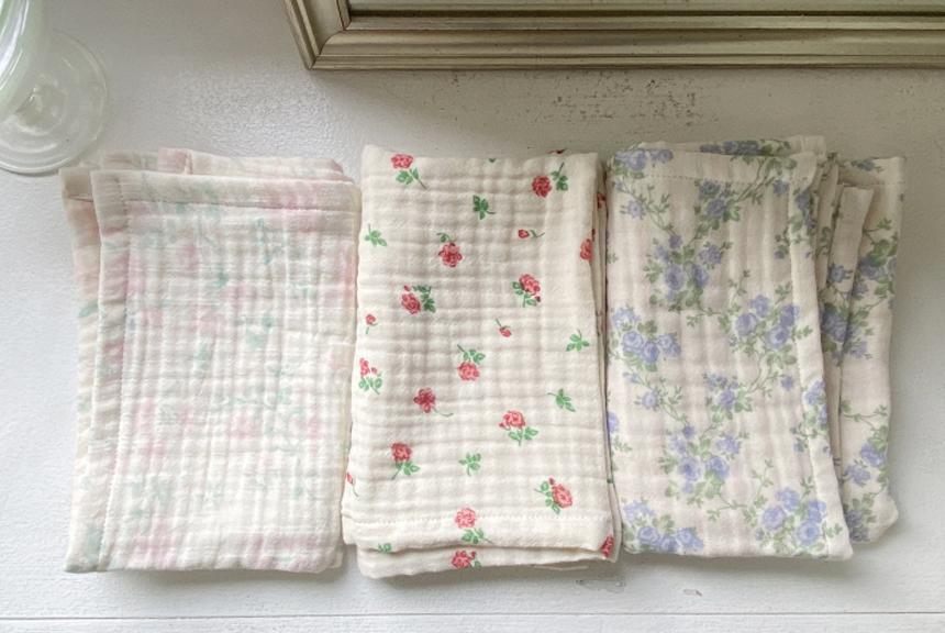 (♧플라워 시리즈) 잔꽃무늬 3중.4중거즈 키친클로스(3type)