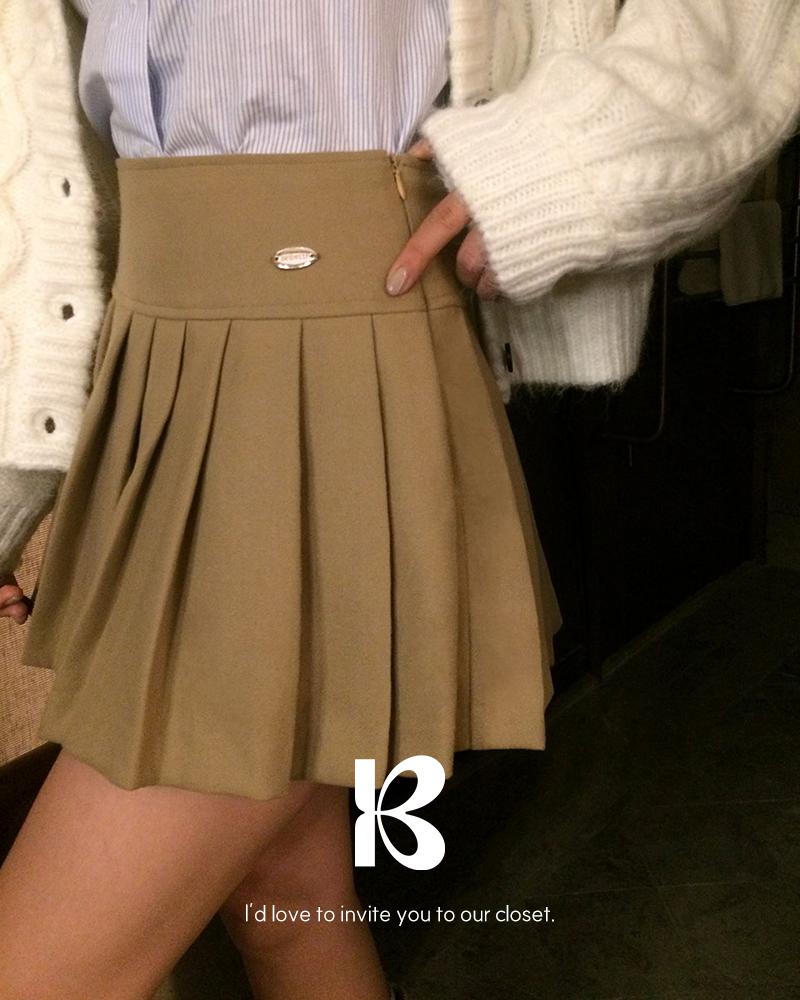 베이델리 [MADE/속바지내장]로우 펜던트 반플리츠 스커트