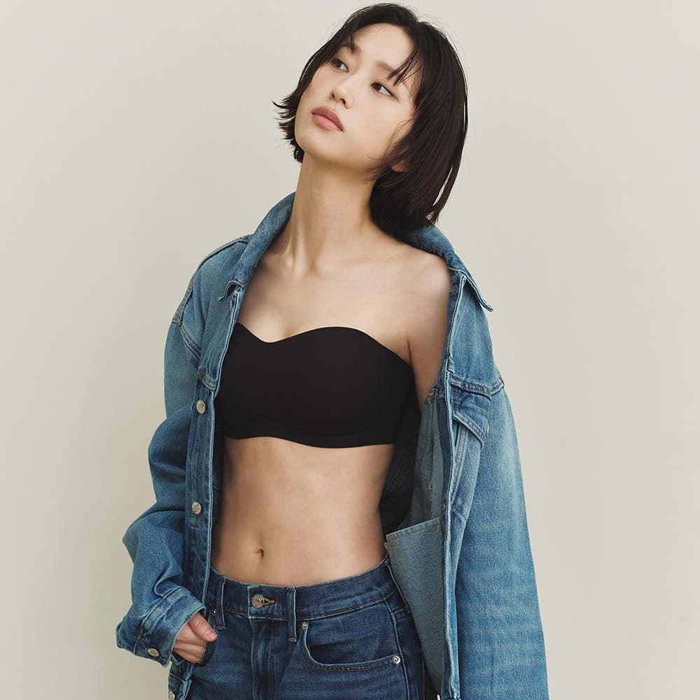 쉬어 오프숄더브라 논슬립 심리스 튜브탑 