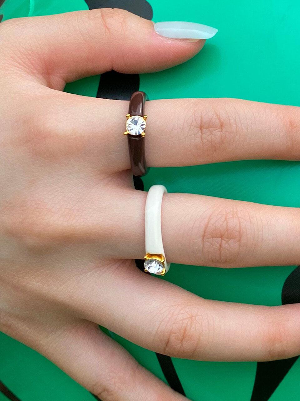 DV005 Color clay cubic point ring