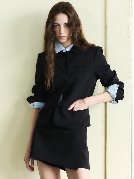 Twill Essential Fitted Jacket_Black