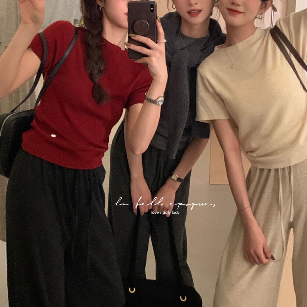 티크 가을 레이어드 반목 반팔 니트 티셔츠 18COLOR