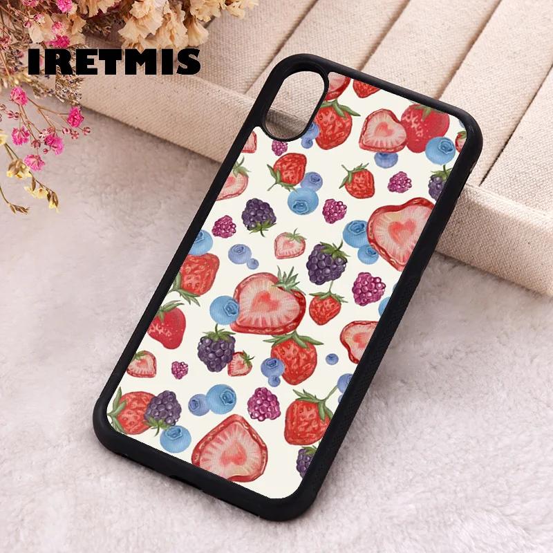 아이폰용 Iretmis 휴대폰 커버 케이스, 고무 실리콘 과일 타르트, 아이폰 6 6S 7 8 플러스 X XS XR 11 12 13 미니 14 15 프로 맥스