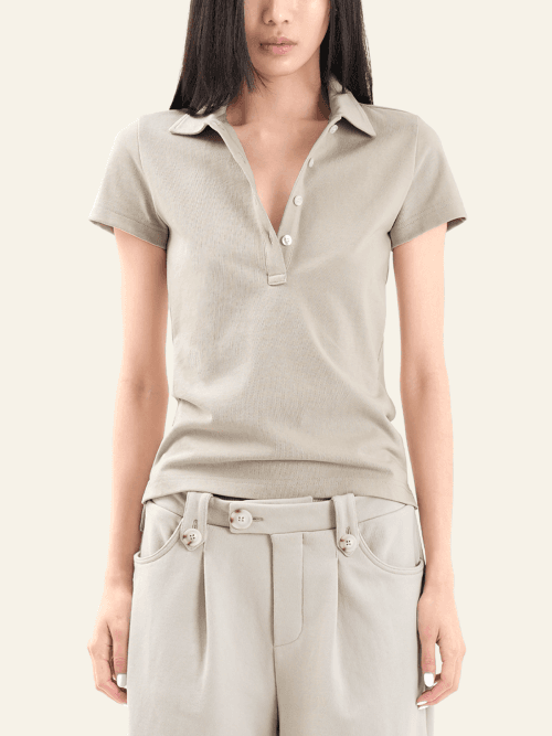 슬림 폴로 셔츠 (베이지)