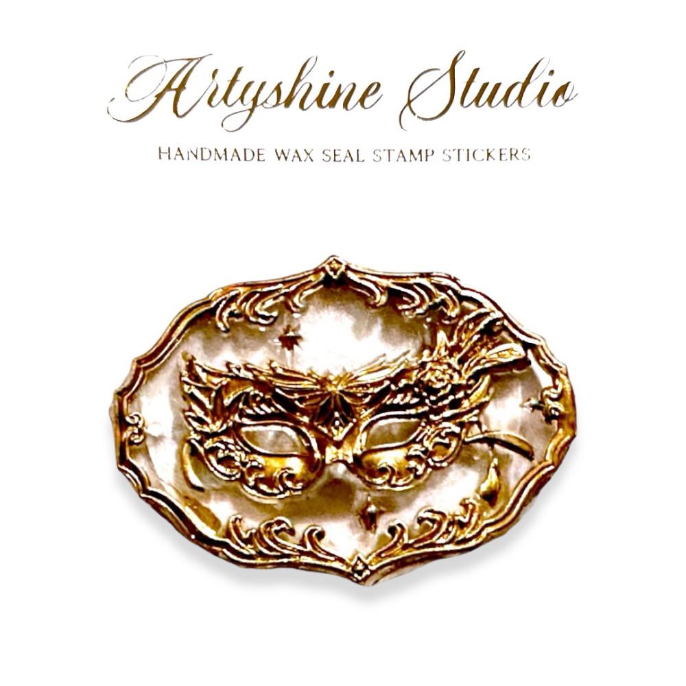(Wax Seal Stickers) Italy Mask Clear Gold 9 Pieces