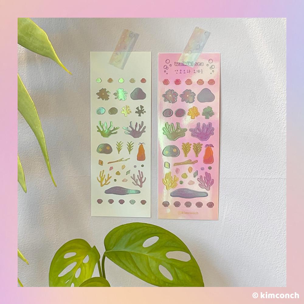 와이키키 산호초와 조개들 스티커