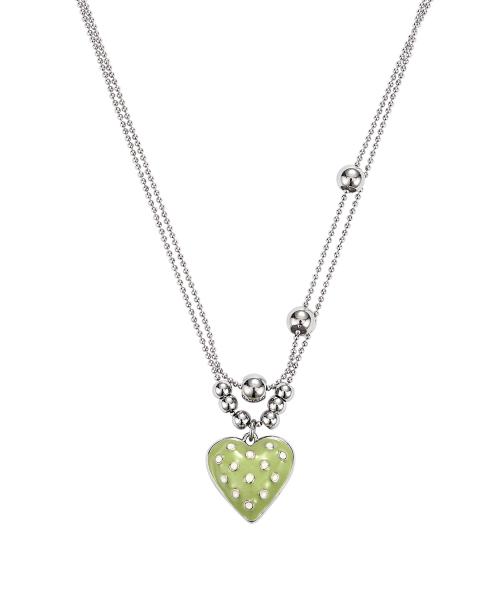 dot heart necklace-olive