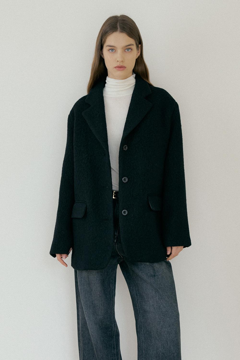 WOOL ALPACA JACKET - Black
