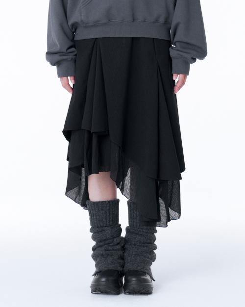Unbalanced layered skirt BLACK
