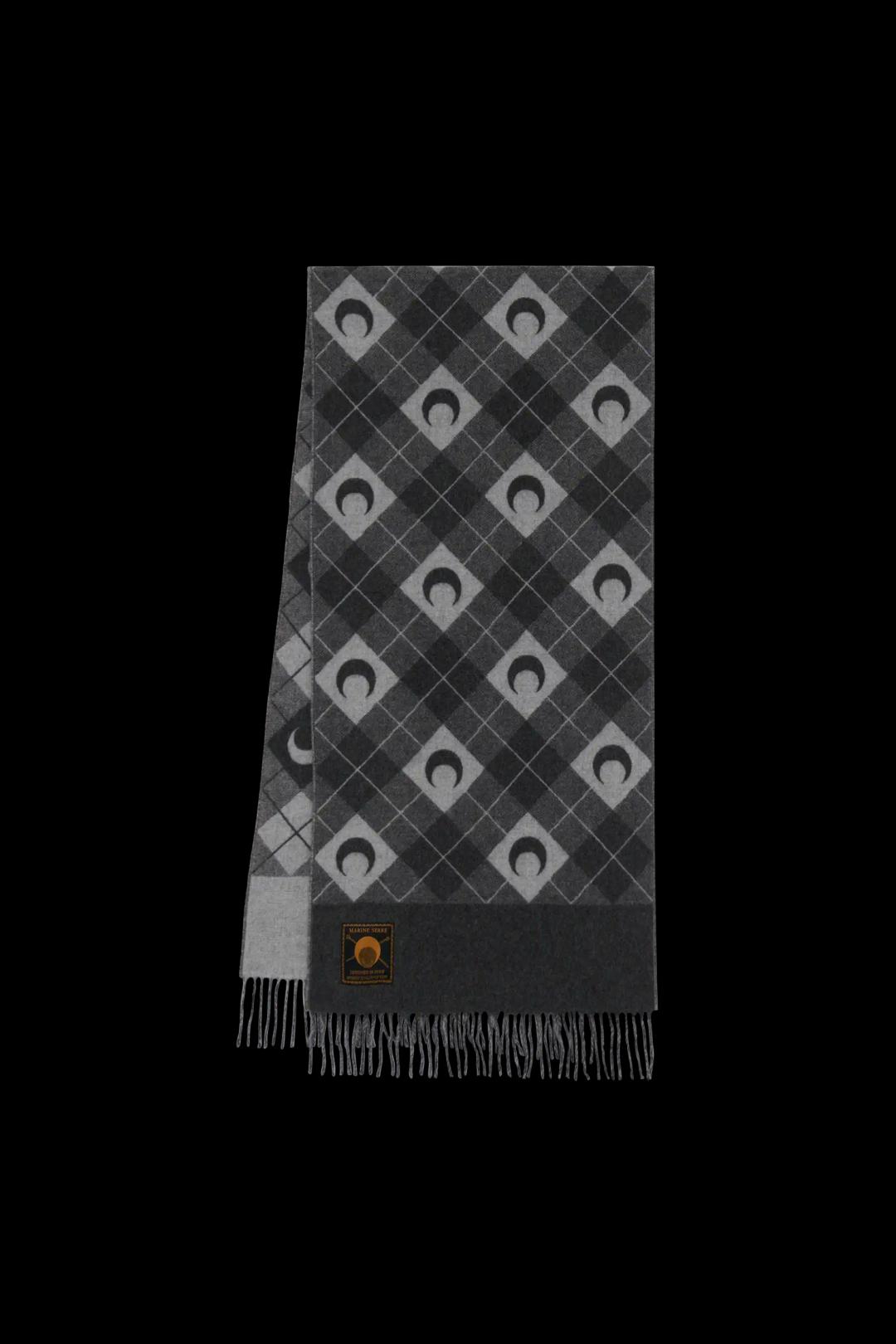 문 아가일 니트 스카프 라이트 그레이 unisex