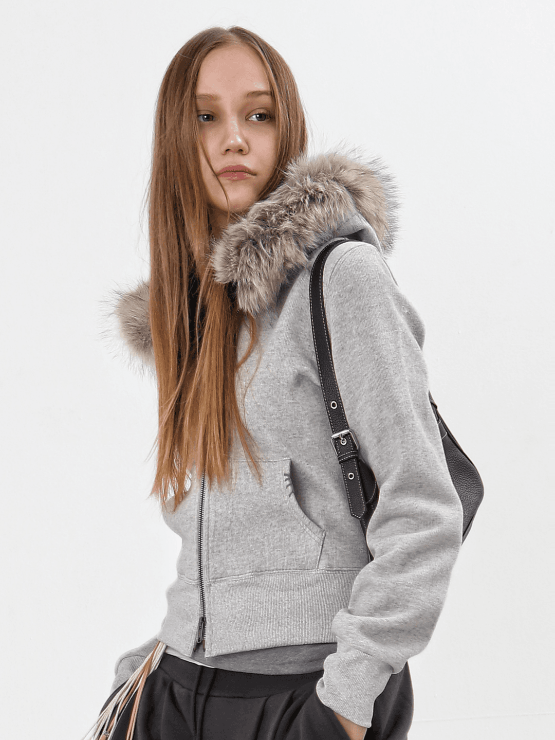 [블루클로젯 X 오운서] My Granny Stitch Fur Hoodie_Gray