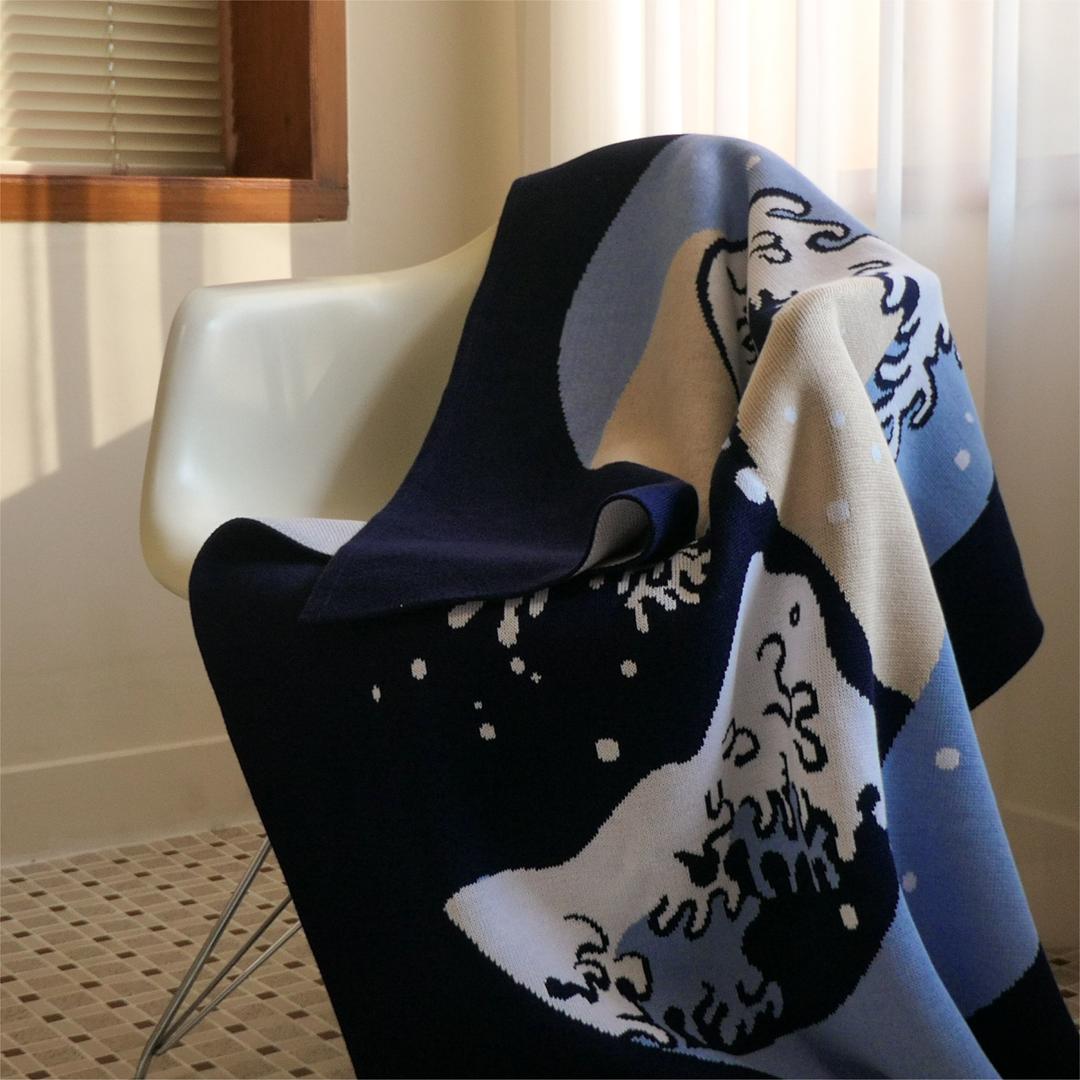 wave hole knit blanket 순면 니트 블랭킷