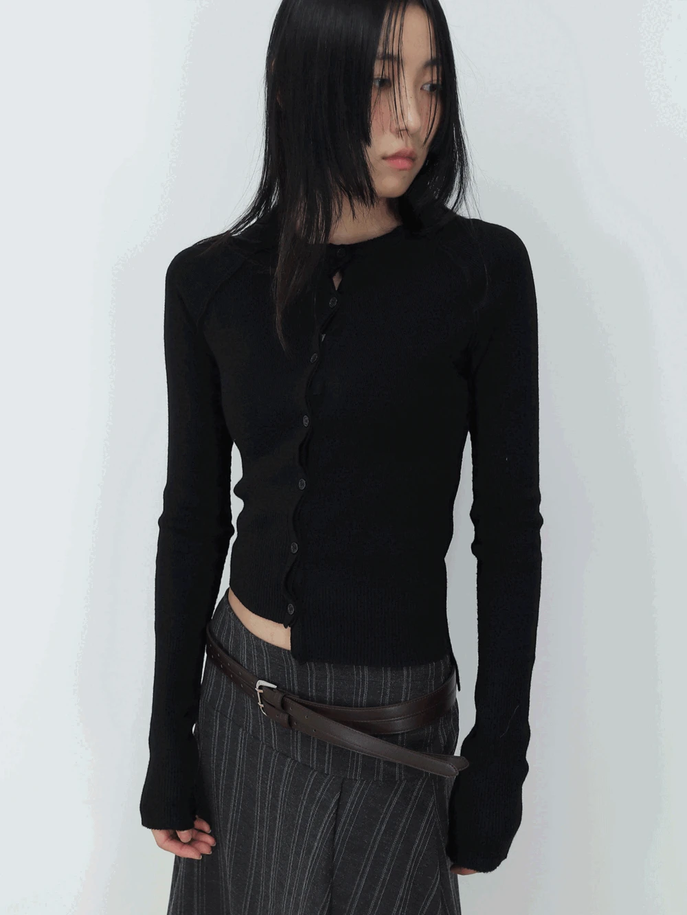 디피 언발 슬림 가디건