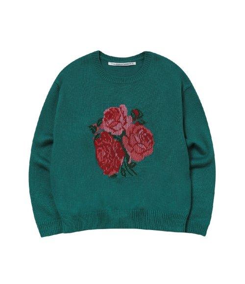 FLOWER KNIT SWEATER(GREEN)