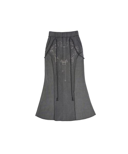 Graphic Mermaid Maxi Skirt / Charcoal