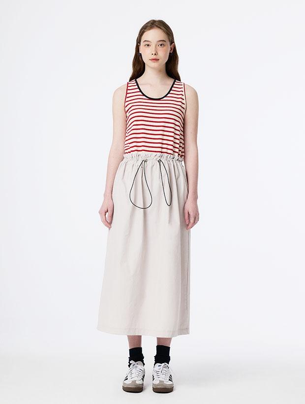 MARINE STRIPE SLEEVELESS DRESS (RED)