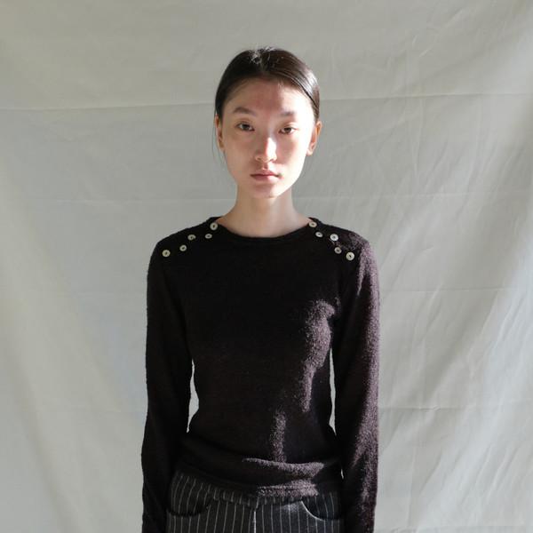 Boucle Button Knit (Black)