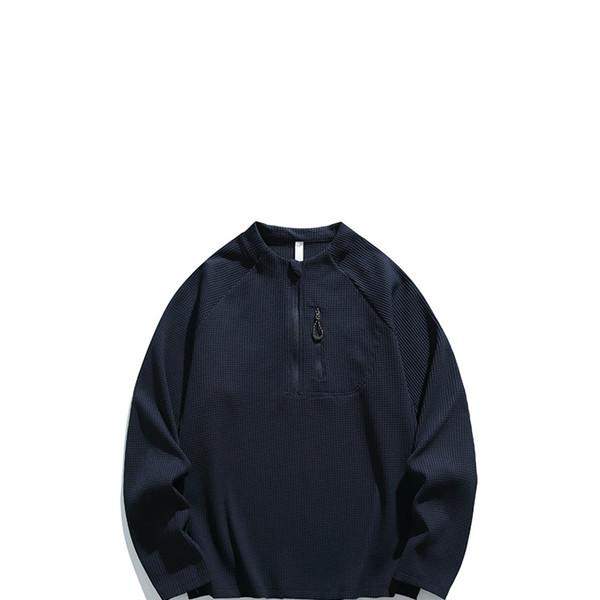 Waffle Grid Half Zip T-shirt