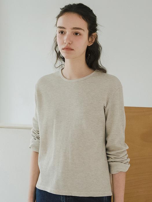 Q Waffle Texture Long Sleeve Tshirt_2colors