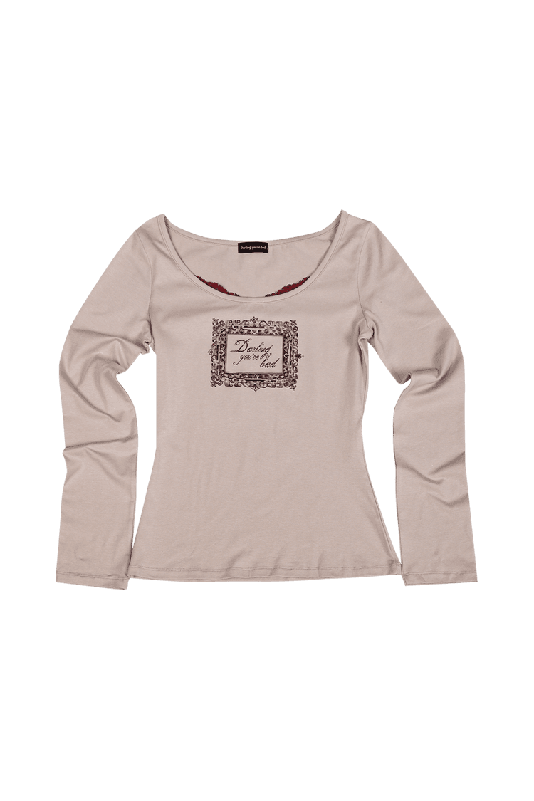 [DARLING YOU ARE BAD] [PRE-ORDER] LACE FRAME T-SHIRT #BEIGE  [24.12.27 출고]