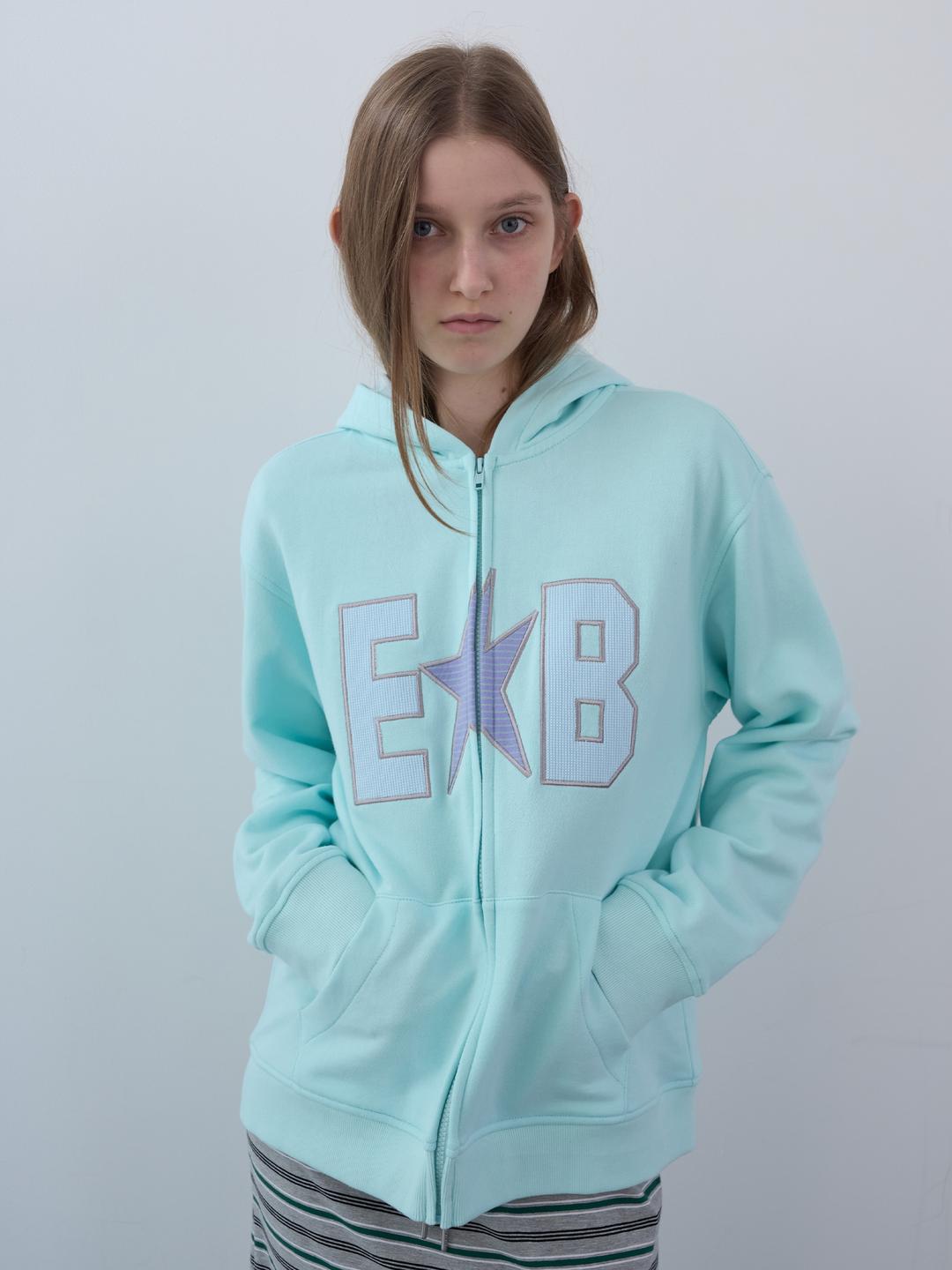 와플 패치 집업 후디 (Sky)