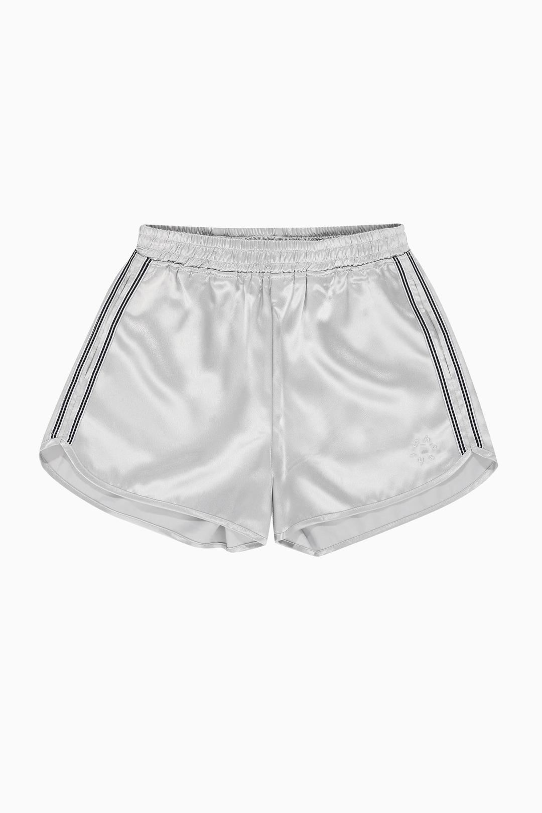 SATIN TRACK SHORTS, LIGHT GRAY