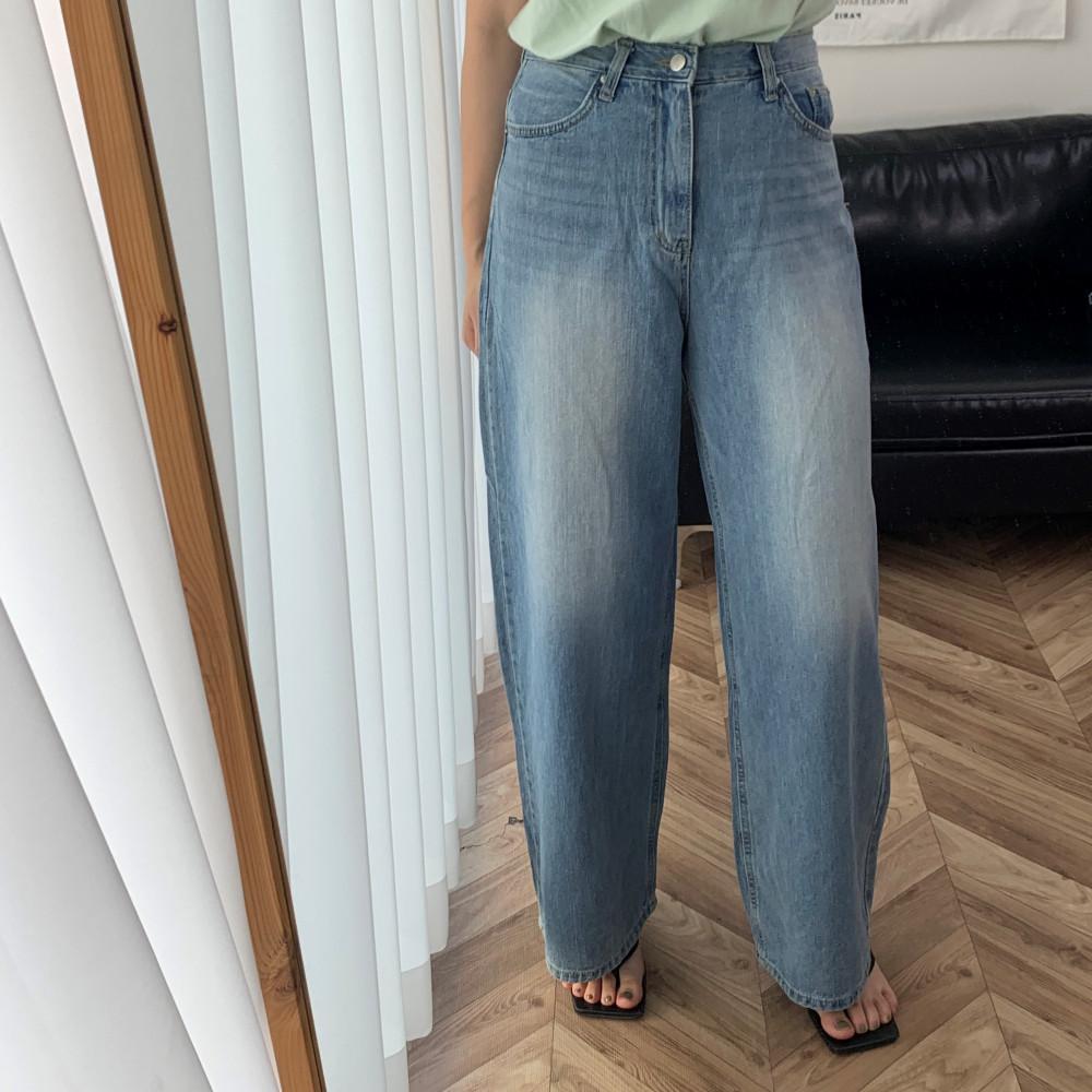 하이웨스트와이드데님 여름찰랑와이드데님 하체비만청바지