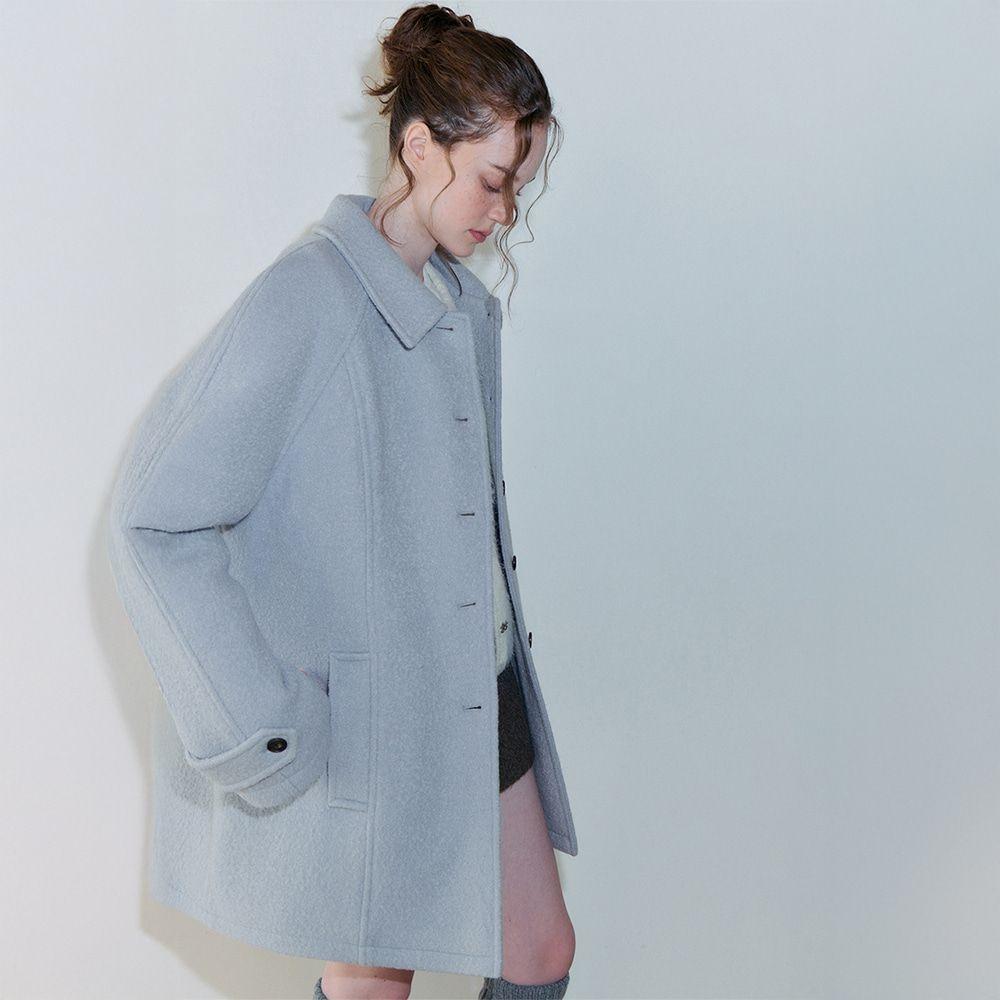 Boucle Stitch Half Coat, Light Blue