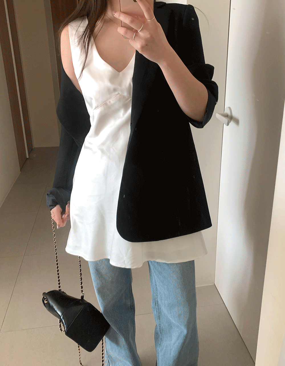 람비 루니 새틴 미니원피스 민소매 레이어드원피스 - 2color