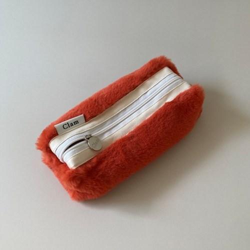 Clam round pencilcase _ Fur Orange