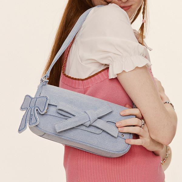 리본 토트백 / 데님 블루