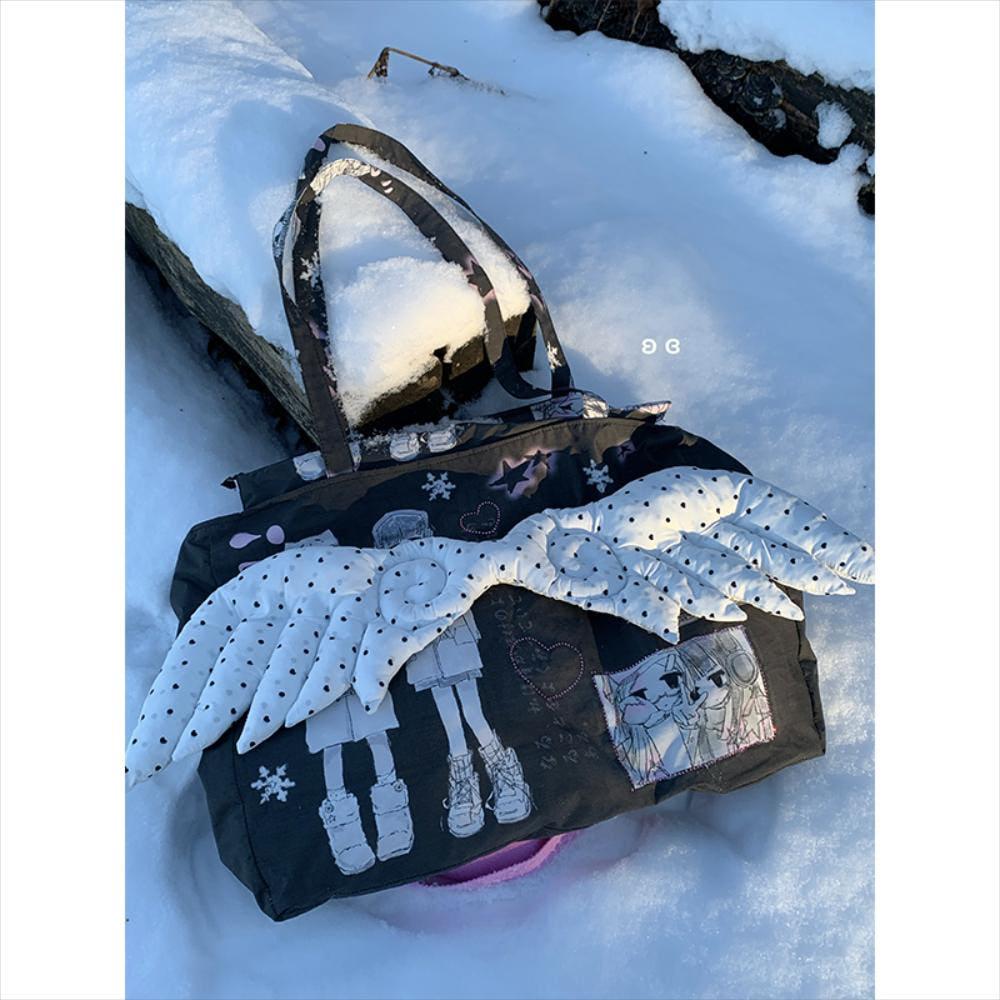 1moresheep×그린 애플 겨울 소녀 빅 토트백