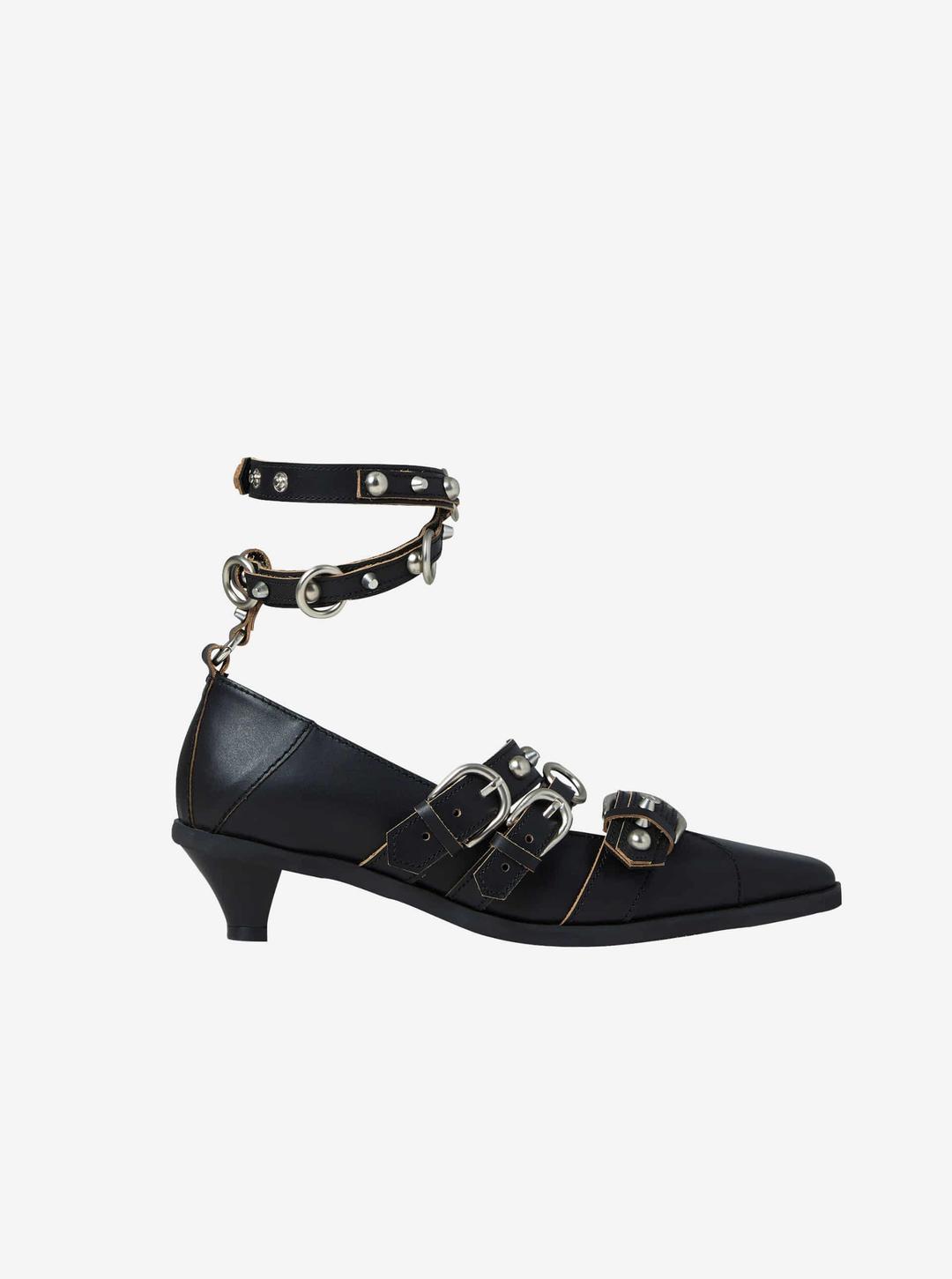XIA STUD STRAP HEEL BLACK