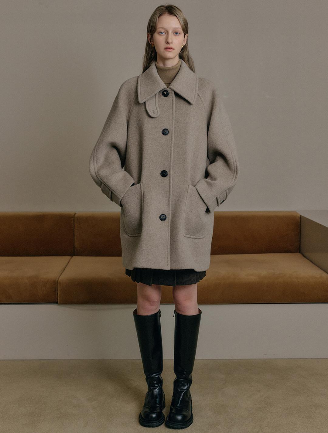 브라운 마리 하프 울 코트 / BROWN MARY HALF WOOL COAT