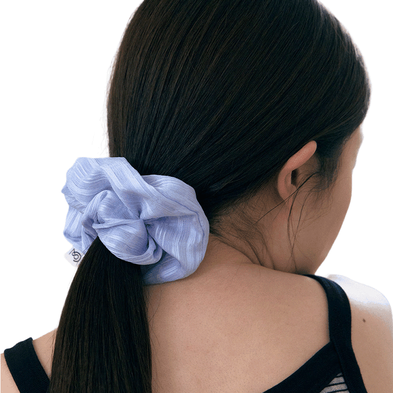 [38COMEONCOMMON] Check Sheer Scrunchie (Sky Blue)
