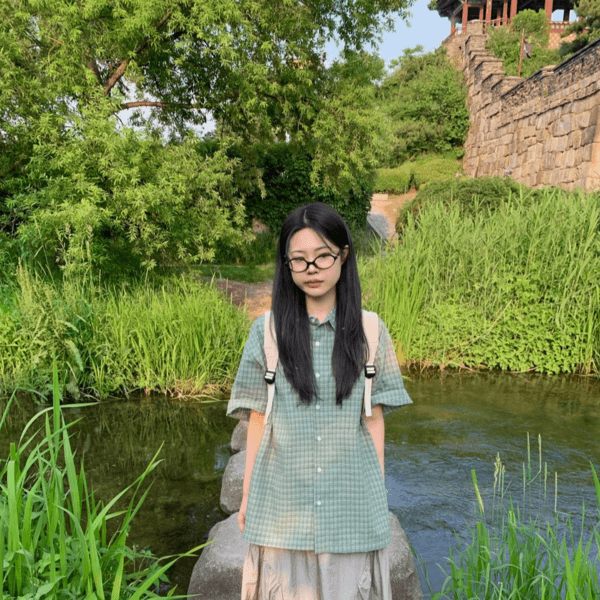 포얼 체크 반팔 셔츠 2color