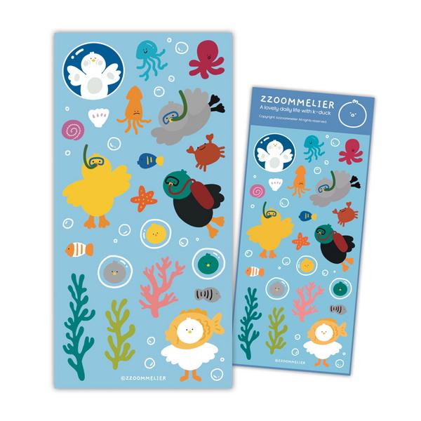 k-오리 언더더씨 바다 스티커 다꾸 폰꾸 노트북스티커