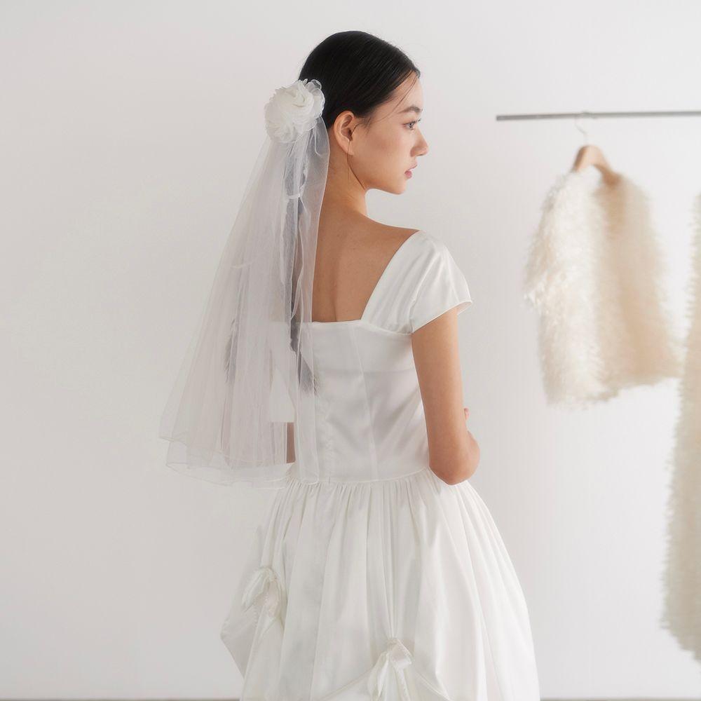 Bridal Twin Tails Veil_white